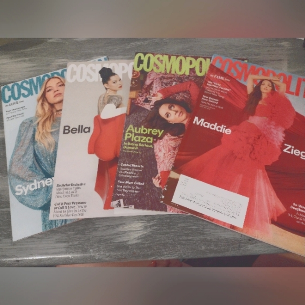 LOT of 4 Cosmopolitan Magazines Bella Poarch Sydney Sweeney Aubrey Plaza Maddie